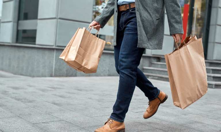 man with shopping bags