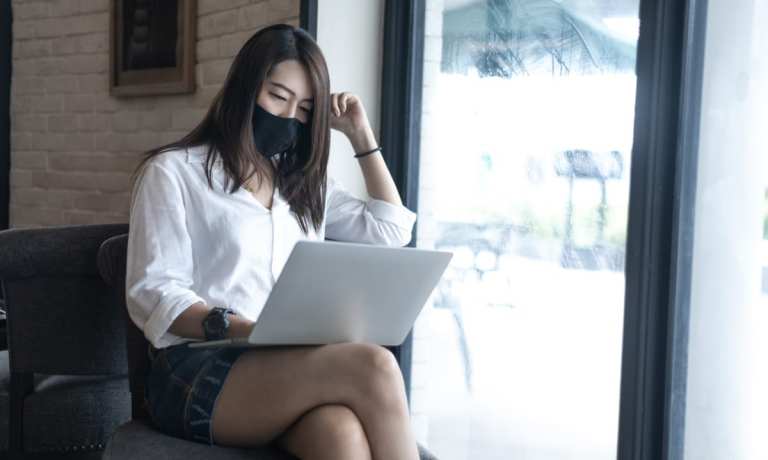 woman working on laptop