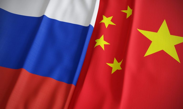 Russia and China flags