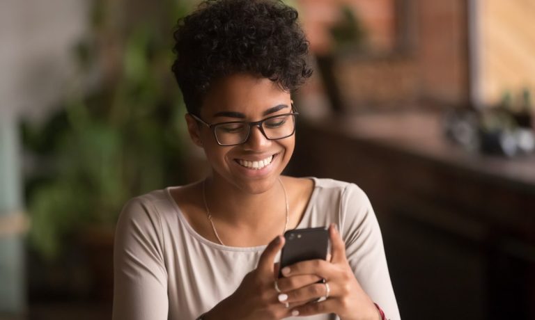 woman with smartphone