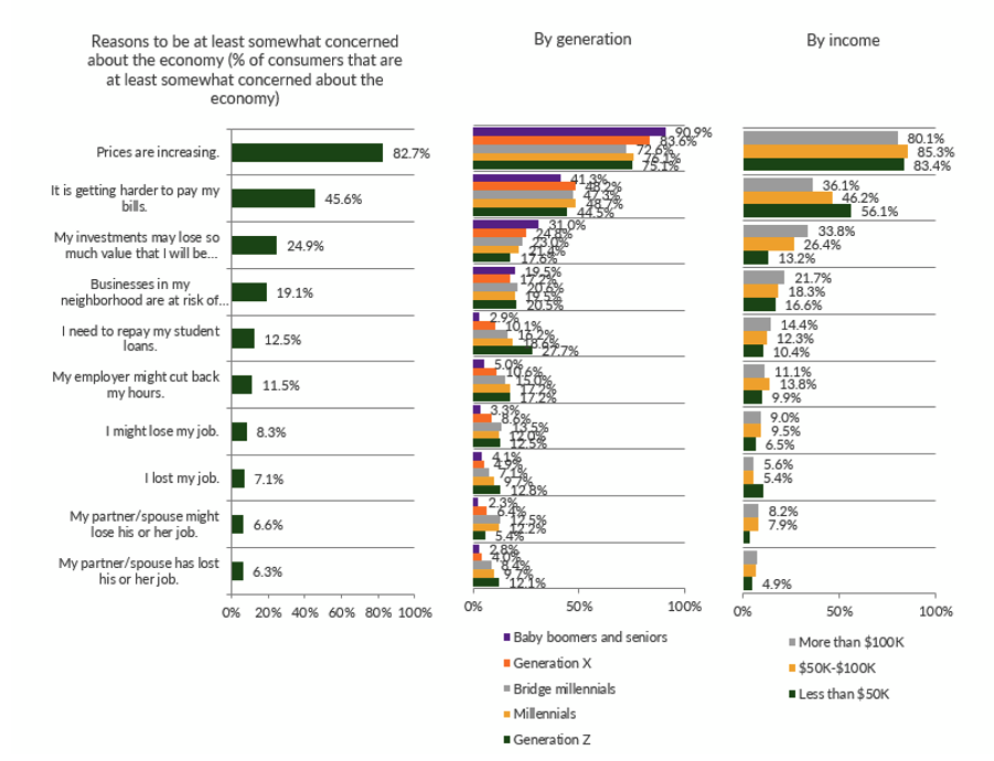 Consumers at least somewhat concerned about the economy