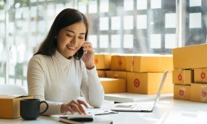 procurement, woman on phone