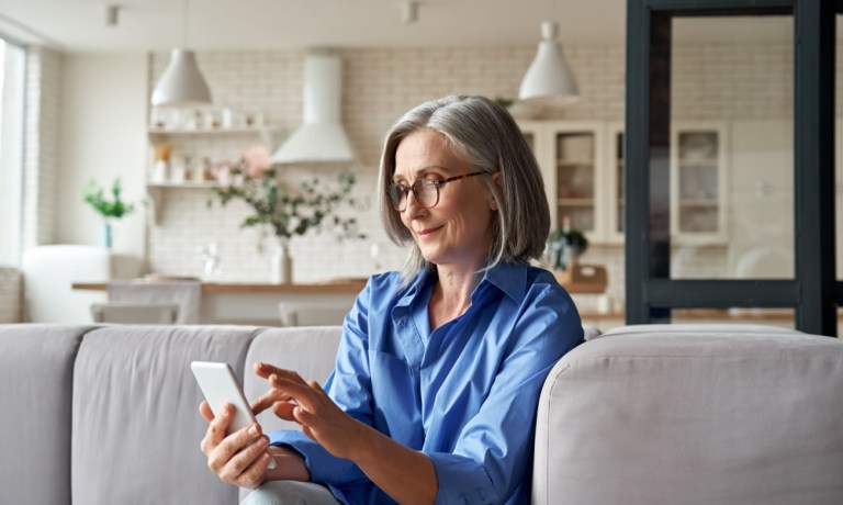 woman using mobile apps