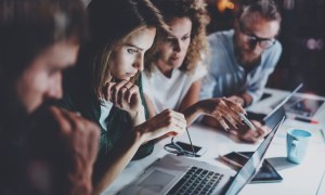 finance team with laptop