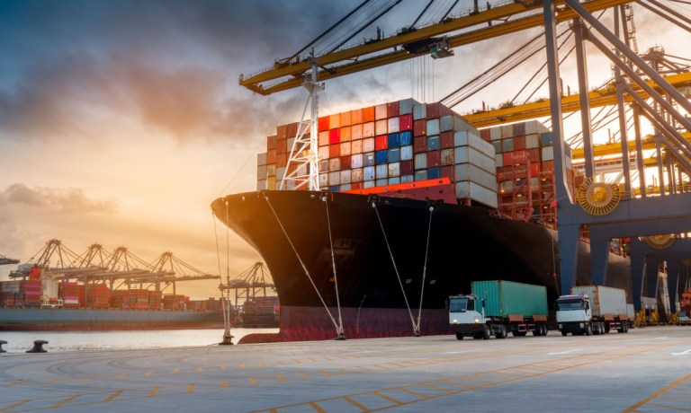 container ship at dock