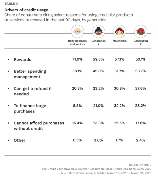 chart, drivers of credit usage