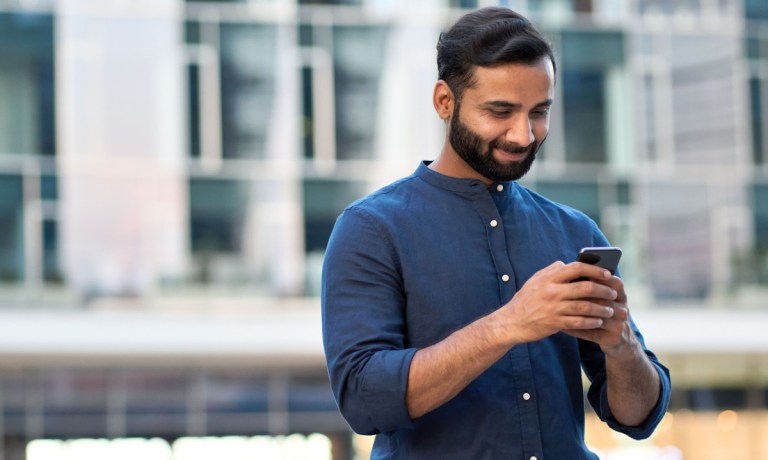 man with smartphone