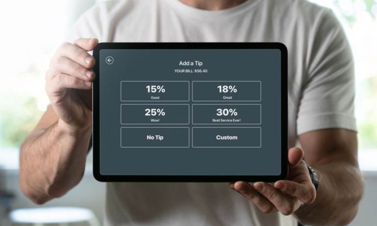digital tipping options on screen