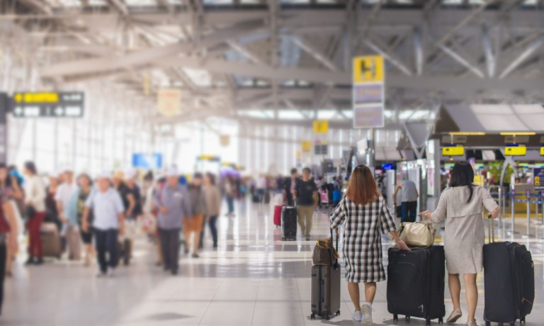 crowds at airport