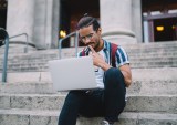 college student with laptop