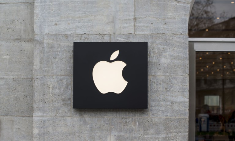 Apple logo on building