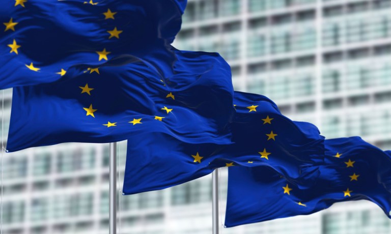 flags at European Parliament