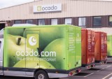 Ocado trucks at distribution center