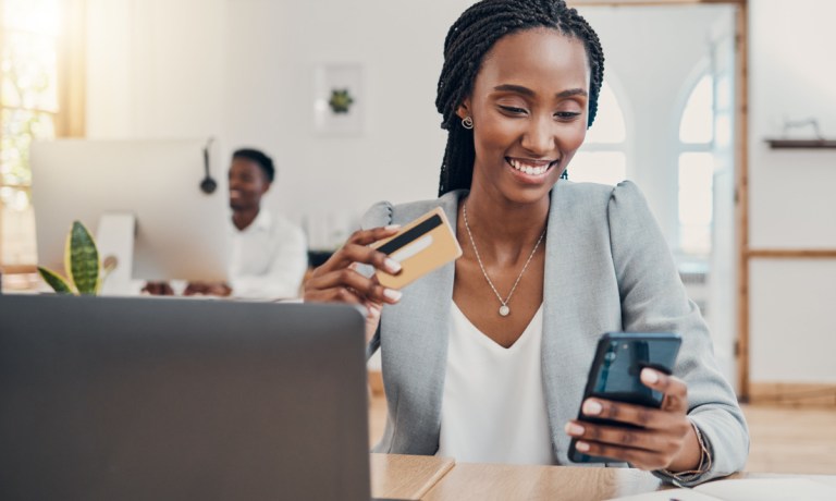 businesswoman with credit card