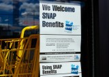 SNAP benefits welcome sign in store window