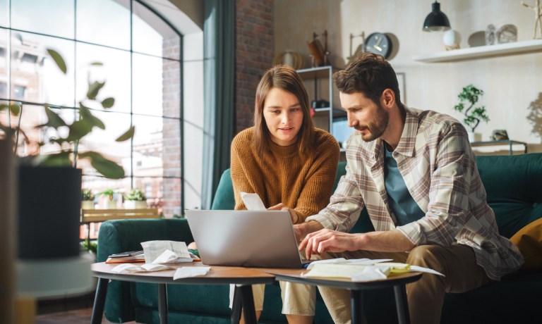 couple paying bills