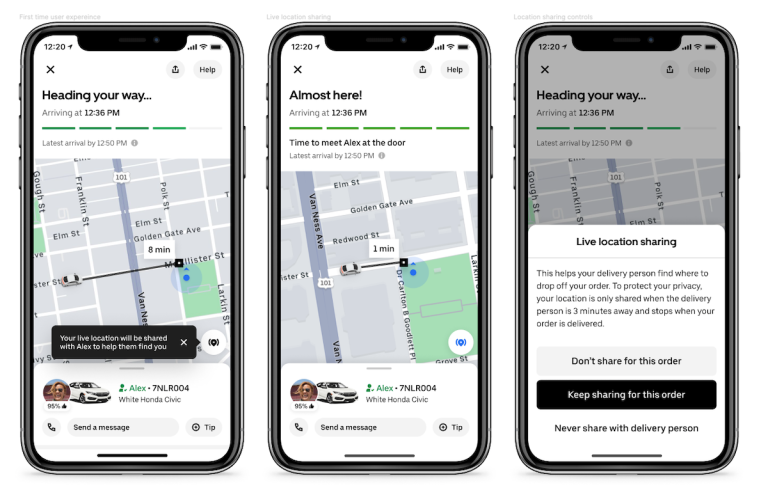 Uber Eats Adds Live Location Sharing