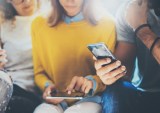 young people with phones, tablet