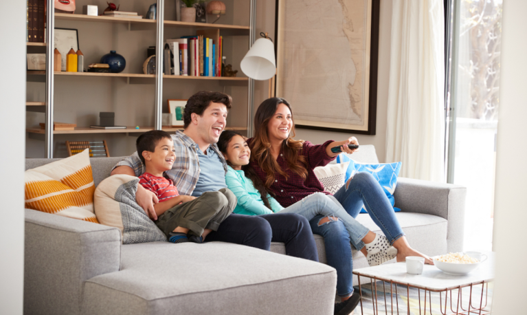 family watching TV