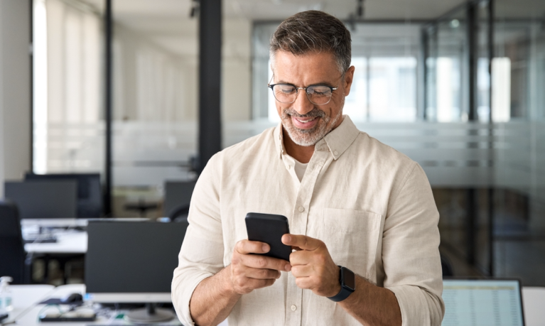 man with smartphone