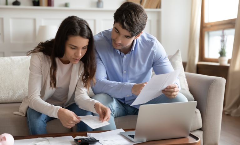 couple with bills