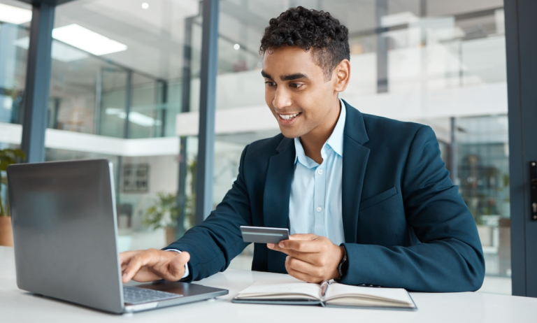 businessman using corporate card