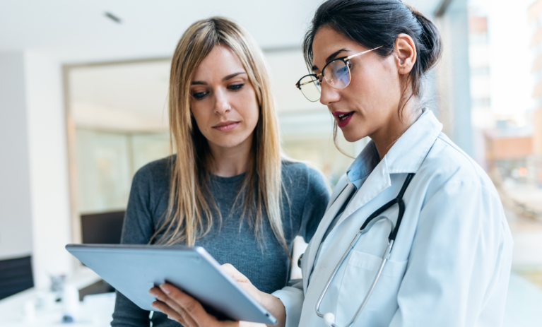 woman with doctor