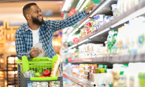 man grocery shopping