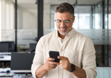 man banking with phone