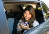 woman in ride share car