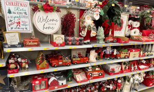 Christmas products at a Walmart store