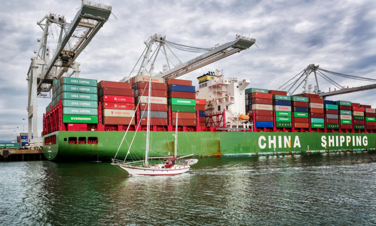 Chinese container ship at port