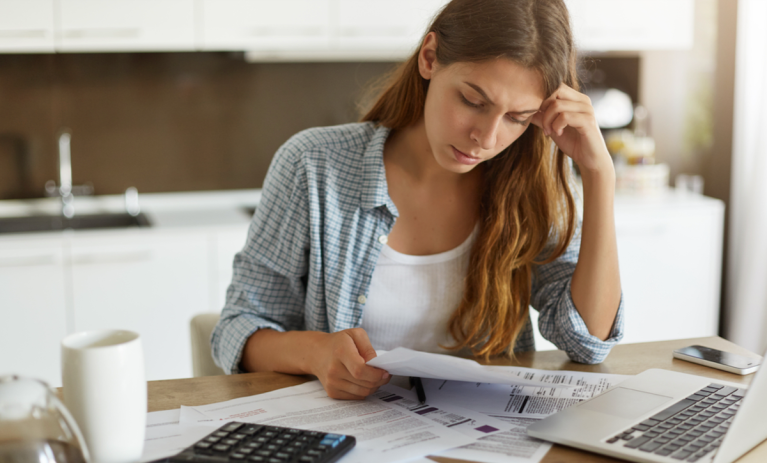 woman paying bills